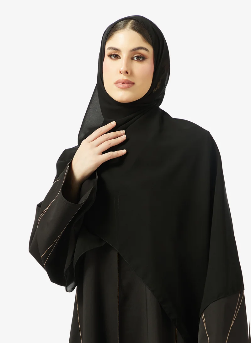 hayas closet  Embroidered Open Front V Neck Abaya for Women | Best Price UAE